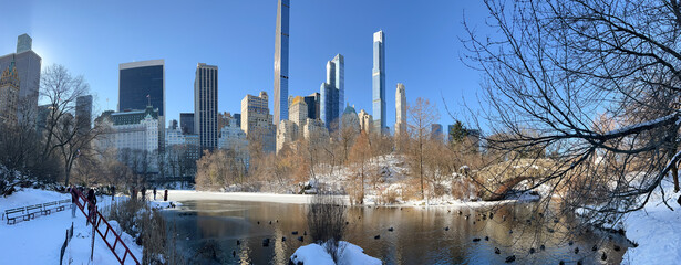 Sticker - Central Park in New York City in winter snow