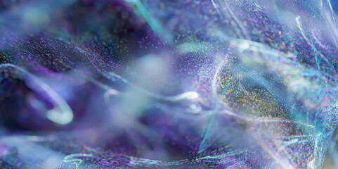 Poster - multicolored particles in the air, glitter and sparkles on a dark background with depth of field. ab