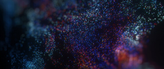 Poster - blue and purple space, abstract background. star field, cosmos wallpaper. 3d rendering