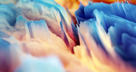 Poster - abstract texture effect background. creative colors with sharp peaks, warm alien landscape. 3d rende