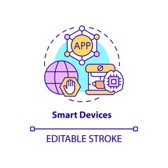 Wall Mural - smart devices concept icon. innovative technology abstract idea thin line illustration. personal ele