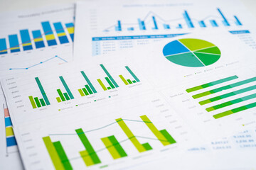 Charts Graphs paper. Financial development, Banking Account, Statistics, Investment Analytic research data economy, Stock exchange Business office company meeting concept.