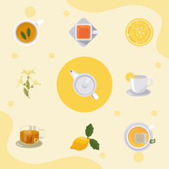 Poster - nine tea drink icons