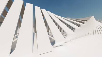 Aufkleber - Futuristic white architecture background 3d render