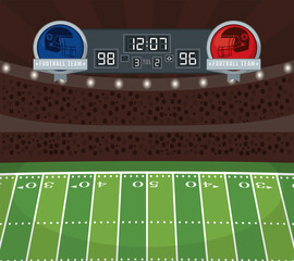 Poster - american football stadium with scoreboard