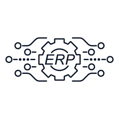 Poster - ERP system. Operation, supply, optimization, multi-channel system. Concept. Vector icon isolated on white background.