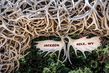 The Famous Welcome Arch Of Antlers In Jackson Hole, Wyoming.