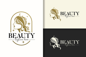  Beauty woman royal queen gold logo design