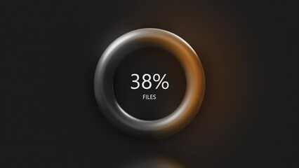 Aufkleber - 3D yellow pulsating loading bar with changing percentages. Creative. Circular graph animation with the percentage changing from 0 to 100.