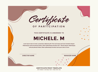 Abstract nature certificate print template premium vector