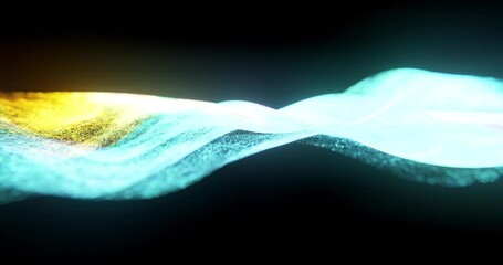 Poster - flowing particle stream. abstract color digital with particle wave and light motion background. 4k l