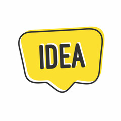 Poster - Idea text on yellow Speech Bubble Modern Flat Design.