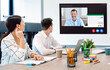 Business conference, remote video chat concept