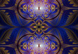 Abstract fractal art background pattern in regal gold and blue.