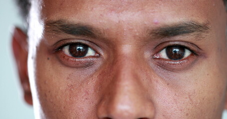 African american descent man relaxing eyes looking to camera portrait