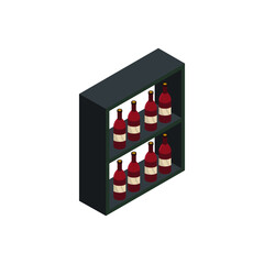 Wall Mural - Shelf with isometric wine