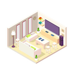 Poster - Isometric lounge room