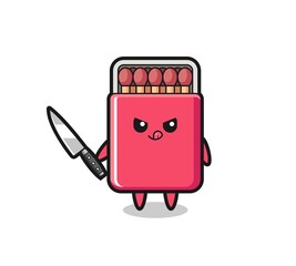 Poster - cute matches box mascot as a psychopath holding a knife