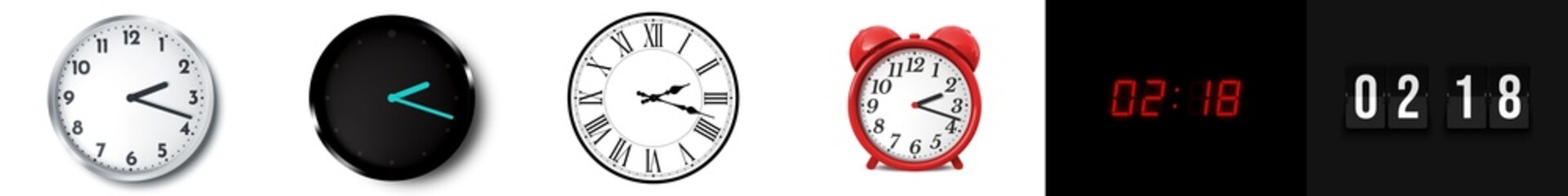 02:18 (AM and PM) or 14:18 time clock icons