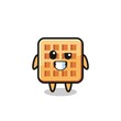 cute waffle mascot with an optimistic face