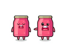 Illustration Of The Argue Between Two Cute Strawberry Jam Characters
