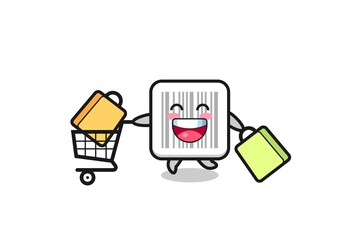 Sticker - black Friday illustration with cute barcode mascot