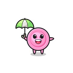 Canvas Print - cute clothing button illustration holding an umbrella