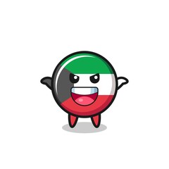 Sticker - the illustration of cute kuwait flag doing scare gesture