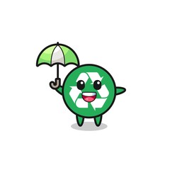 Poster - cute recycling illustration holding an umbrella