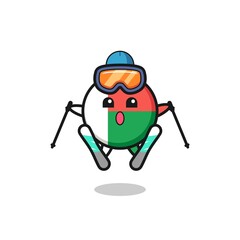 madagascar flag mascot character as a ski player