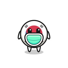 Poster - cute south korea flag cartoon wearing a mask