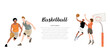 ベクターイラスト素材：バスケットボールをプレイする人物、スポーツ選手
