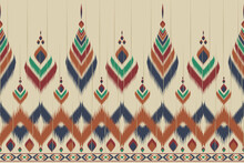 Abstract Ethnic Ikat Pattern. Striped Seamless In Tribal. Aztec Style. Design For Background, Wallpaper, Vector Illustration, Fabric, Clothing, Batik, Carpet, Embroidery.