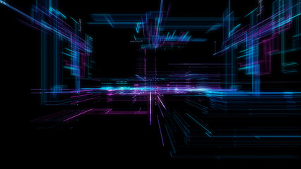 Poster - Digital Cyberspace with Particles. Techology background