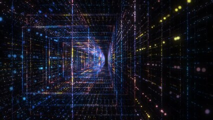 Poster - 3D Big Data Digital tunnel. Technology concept background