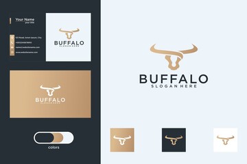 Sticker - buffalo head with business card logo design template