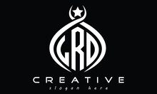 LRO Three Letters Monogram Curved Initial Logo Design, Geometric Oval Minimalist Modern Creative Logo, Vector Template