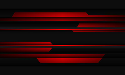 Abstract red line cyber geometric on grey design modern technology futuristic background vector