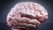 Kleptomania in human brain, hundreds of crucial terms related to Kleptomania projected onto a cortex to show broad extent of the condition and to explore concepts linked to it, 3d illustration