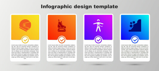 Sticker - Set Helmet, Skates, Bungee jumping and Landslide. Business infographic template. Vector