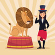 circus tamer and lion