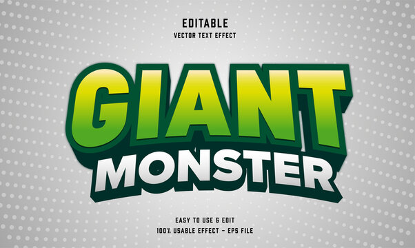 editable giant monster vector text effect with modern style design, usable for logo or company campaign 