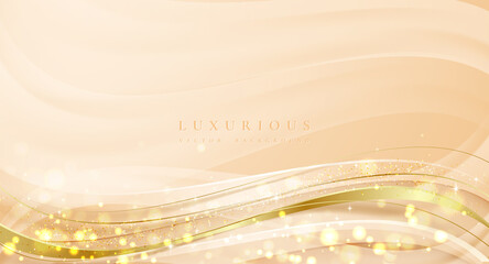 Poster - Abstract luxury wavy background with cream and gold color.