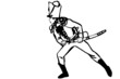 sketch of a young hussar warrior in a lunge with a saber