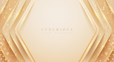 Poster - Abstract luxury geometric background with cream and gold color.