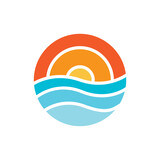 Fototapeta Zachód słońca - abstract colorful circle with sea and sunset logo design vector graphic symbol icon illustration creative idea