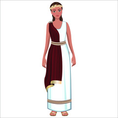 Wall Mural - Woman in folk national Greece costume. Vector illustration