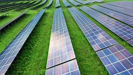 Canvas Print - Photovoltaic farm as a renewable energy source. 