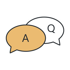 Poster - qa icon from e learning and education collection. Thin outline qa, bubble, faq detailed offset lineal color icon isolated on white background. Line vector qa sign, symbol for web and mobile