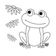 Frog with flowers for coloring book for kids